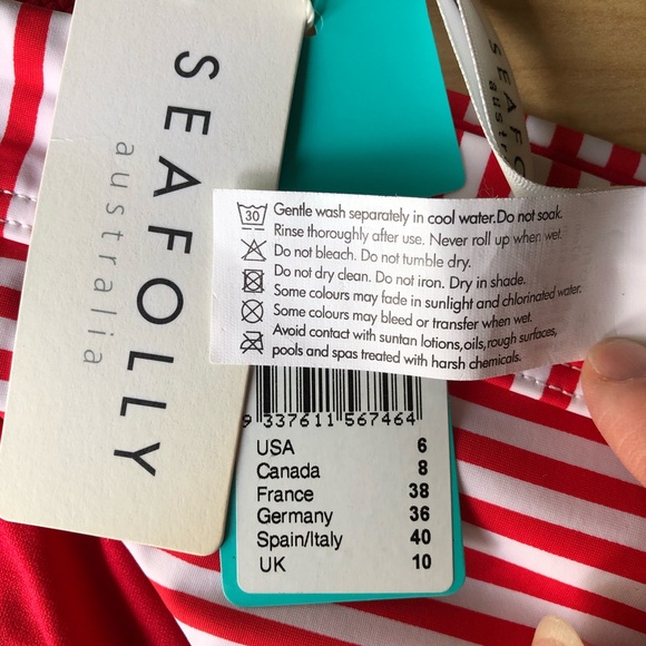 NWT Seafolly ‘Riviera Stripe Hipster’ size 6/8 bikini bottoms - Picture 10 of 12